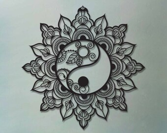 Metal Yin Yang Mandala Wall Art, Zen Home Decor