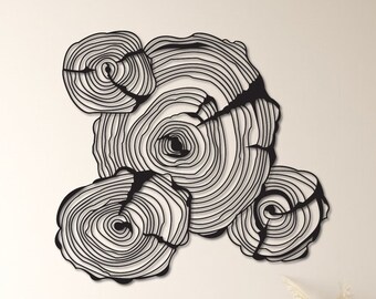 Metal Tree Rings Wall Art, Modern Nature Decor (23.5x25.5 inches)