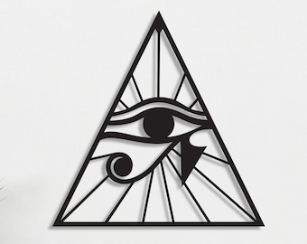 Eye of Horus Metal Wall Art, Geometric Egyptian Decor (24x24 inches)