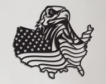 American Eagle Flag Metal Wall Art, Patriotic Home Decor