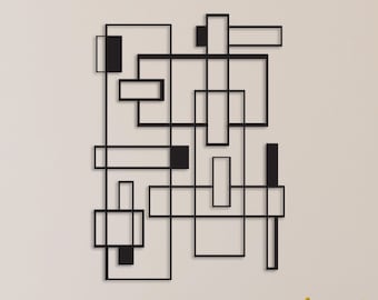 Abstract Metal Wall Art, Geometric Modern Sculpture (17x25 inches)