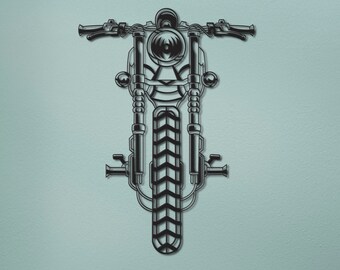 Metal Motorcycle Wall Art, Modern Biker Sculpture (16x25 inches)