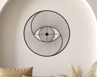 Eye Metal Wall Art, Abstract Geometric Home Decor (23x23 inches)