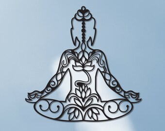 Meditating Buddha Metal Wall Hanging, Seven Chakras, Spiritual Decor