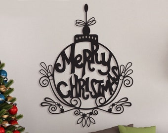 Merry Christmas Metal Wall Hanging, Holiday Decor (18x24 inches)