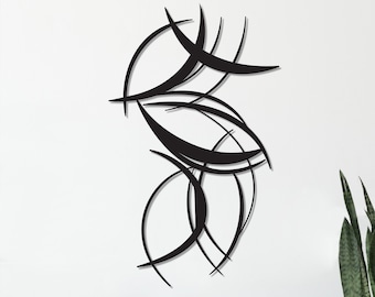 Corvine Abstract Metal Wall Art, Modern Home Decor (17x29 inches)