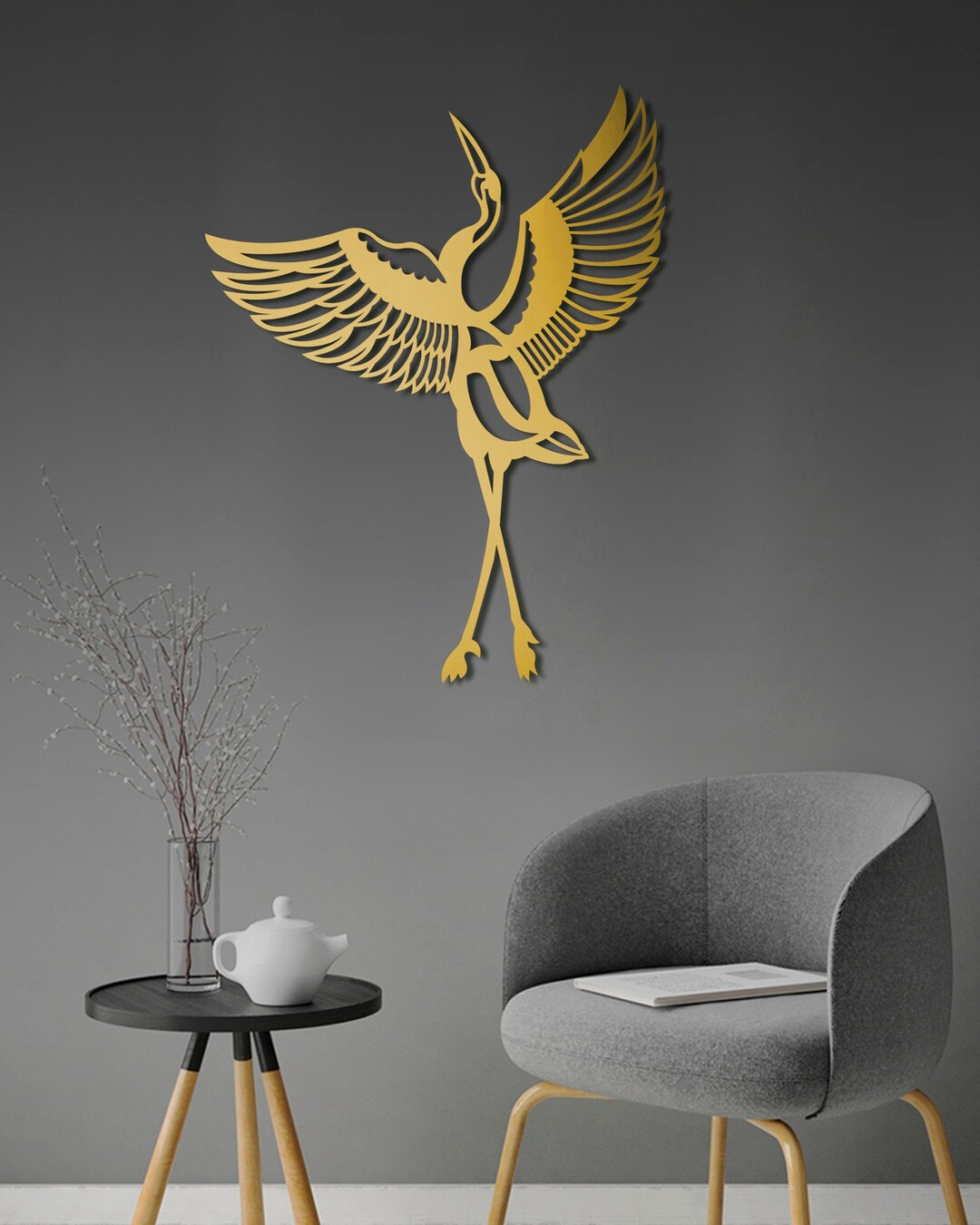 Majestic Crane Metal Wall Art, Bird Lover Gift, Flying Bird Wall