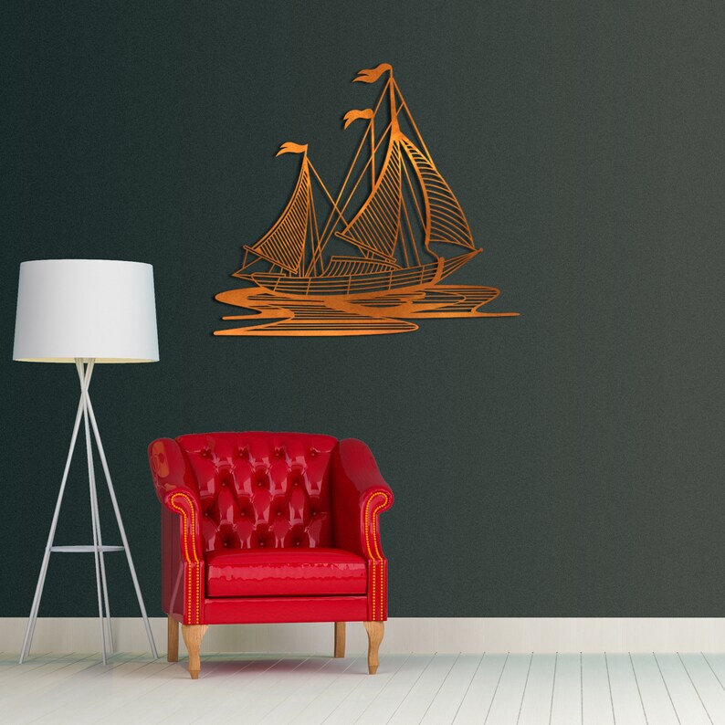 Sailbot Metal Wall Art, Nautical Metal Wall Art, Sailing Wall Hanging