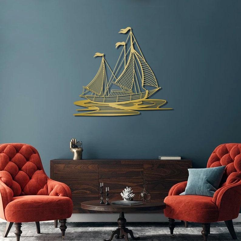 Sailbot Metal Wall Art, Nautical Metal Wall Art, Sailing Wall Hanging