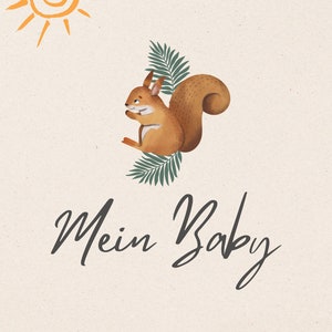Póster infantil, póster, ardilla para habitación infantil, regalo, niña, regalo niño, A2, A3, A4, póster de animales, regalo infantil, cuadro infantil