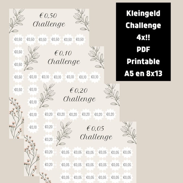 4x Change Savings challenges! PDF PrintableA5 and 8x13cm