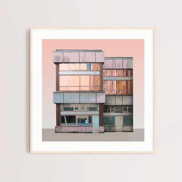 Blush Architecture Poster - Modern Wall Art - Berlijnse huisprint - Industrieel interieurontwerp