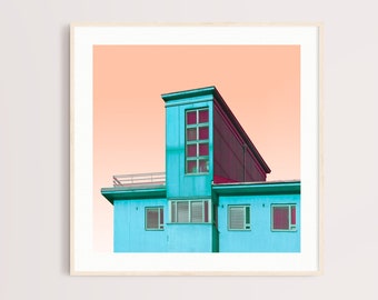 Architecture wall art in pastel colors - Premium photo print - Industrial style poster - Art for modern home - Urban city aestethics