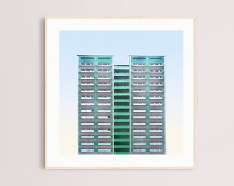 Green Architecture Poster - Industrial Wall Art - Berlin City Print - Concrete Brutalist Photograhy - Design for Modern Minimalist Home