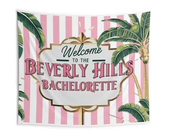 Beverly Hills Bachelorette Tapestry | Retro Pink Palm Party Decor