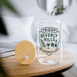 Troop Beverly Hills Can Glass with Bamboo Lid: Glamping Bachelorette Party Cup