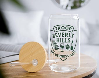 Troop Beverly Hills Can Glass with Bamboo Lid: Glamping Bachelorette Party Cup