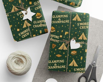 Glamping & Champagne Holiday Wrapping Paper (Matte or Satin)