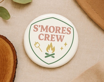S'mores Crew Bachelorette Button: Retro Campfire Party Favor