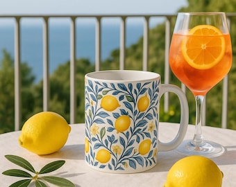 Amalfi Coast Lemon Mug: Italian Ceramic Coffee Cup, Mediterranean Kitchen Decor