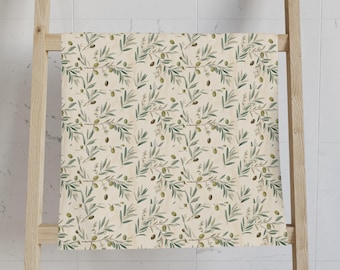 Olive Branch Kitchen Towel: Mediterranean Farmhouse Decor (16x28)