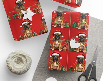 Boxer Dog Christmas Wrapping Paper: Santa Puppy Gift Wrap