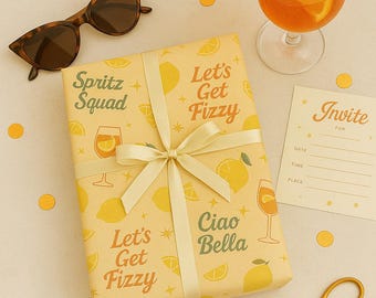 Aperol Spritz Wrapping Paper: Italian Summer Bachelorette Party Gift Wrap