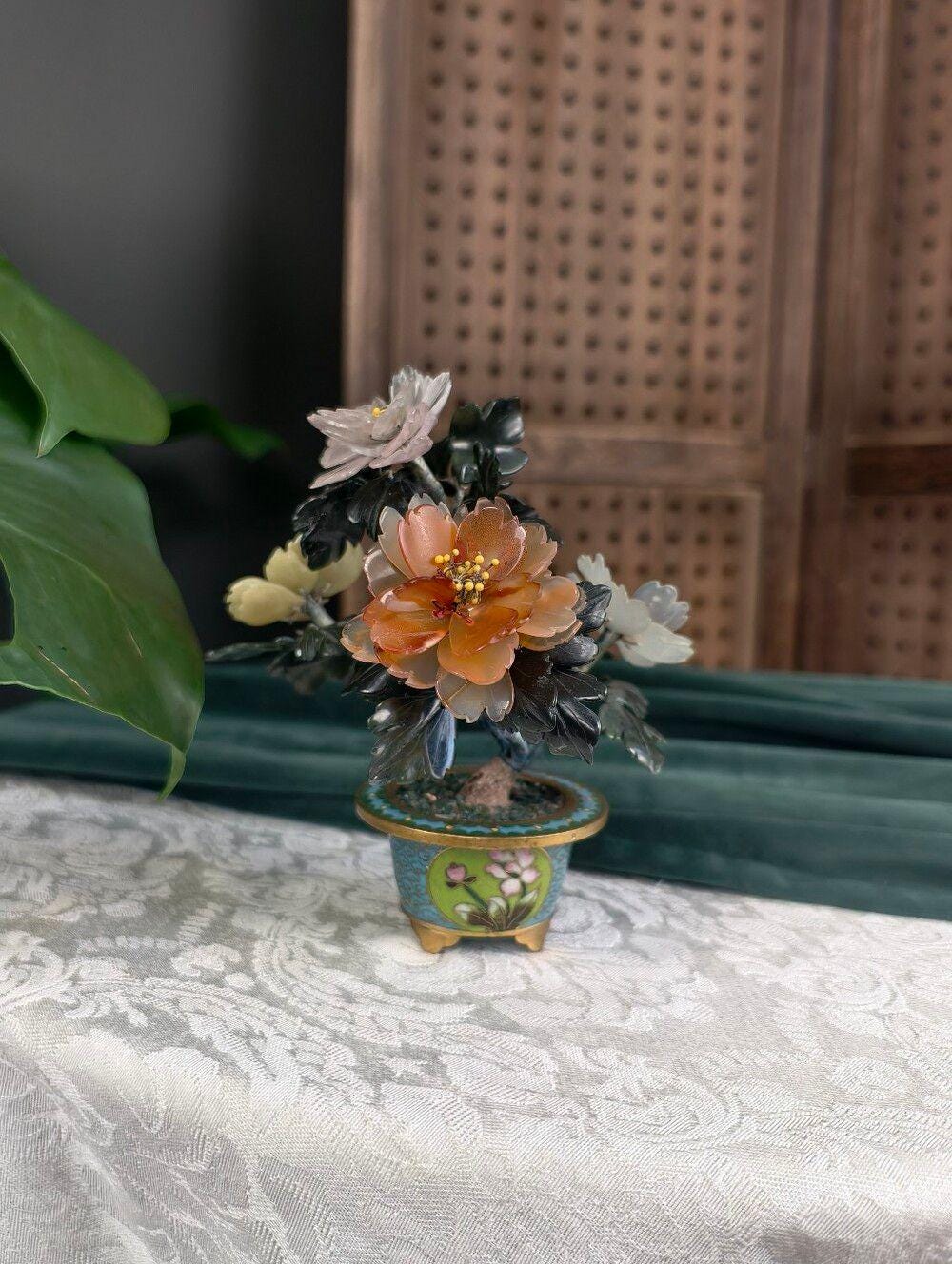Vintage Chinese Jade Flowers - Etsy