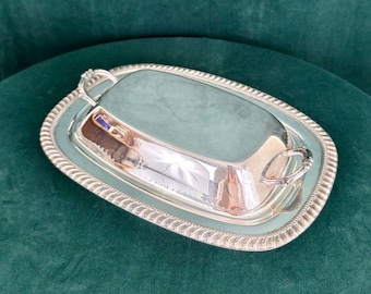 Vintage elegant verzilverd rechthoekig dienblad met deksel