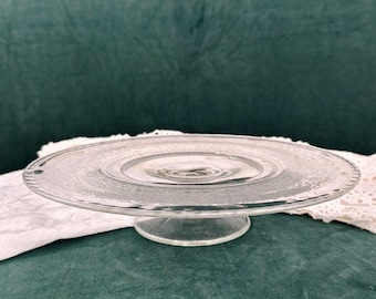 Vintage Clear Glass Etched Crystal 12 inch Cake Stand