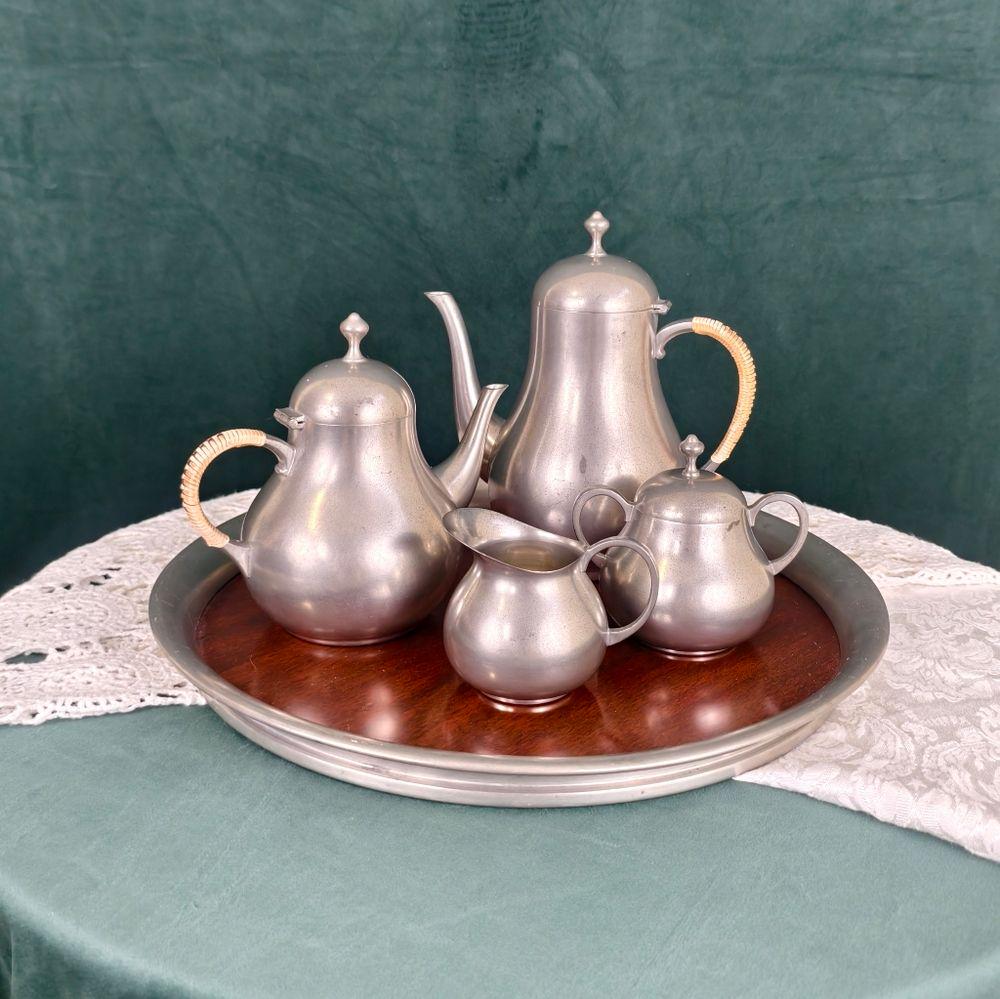 Pewter Tea Set With Tray - Etsy