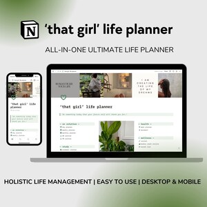 That Girl Notion Template Life Planner Aesthetic Digital Planner