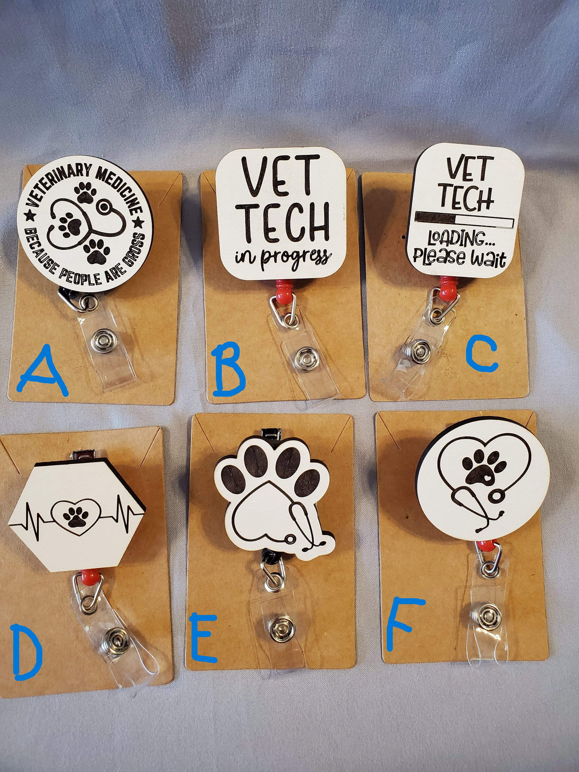 Engraved Vet Tech, Veterinary Med Badge Reel - Gift, Office, Uniform - Etsy
