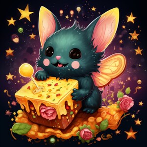 Winged Creature and Cheese Sticker