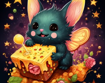 Winged Creature and Cheese Sticker