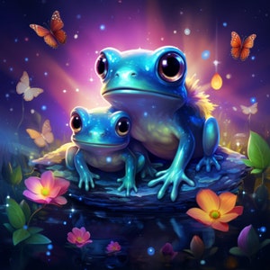 Blue Frog Family Sticker