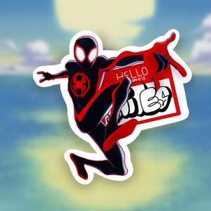 Miles morales, spider-man sticker | movie vinyl decal for laptops, water bottles | comic book character, ATSV image 1