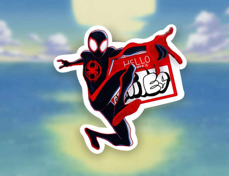 Miles morales, spider-man sticker | movie vinyl decal for laptops, water bottles | comic book character, ATSV image 1