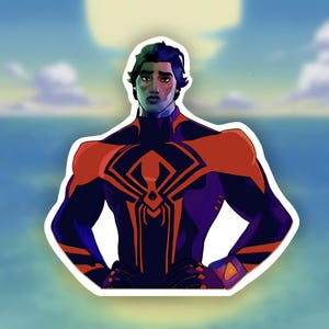 Miguel O'Hara, adesivo di Spider-Man 2099 / film ATSV, personaggio dei fumetti, decalcomania in vinile per laptop, bottiglie d'acqua immagine 1