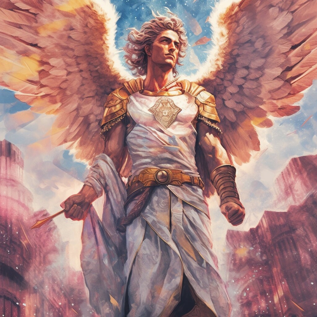 Archangel Drawing and Reading, Watercolour Picture of Angel, Guides and ...