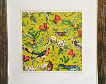 Victorian Birds Greeting Card - Green