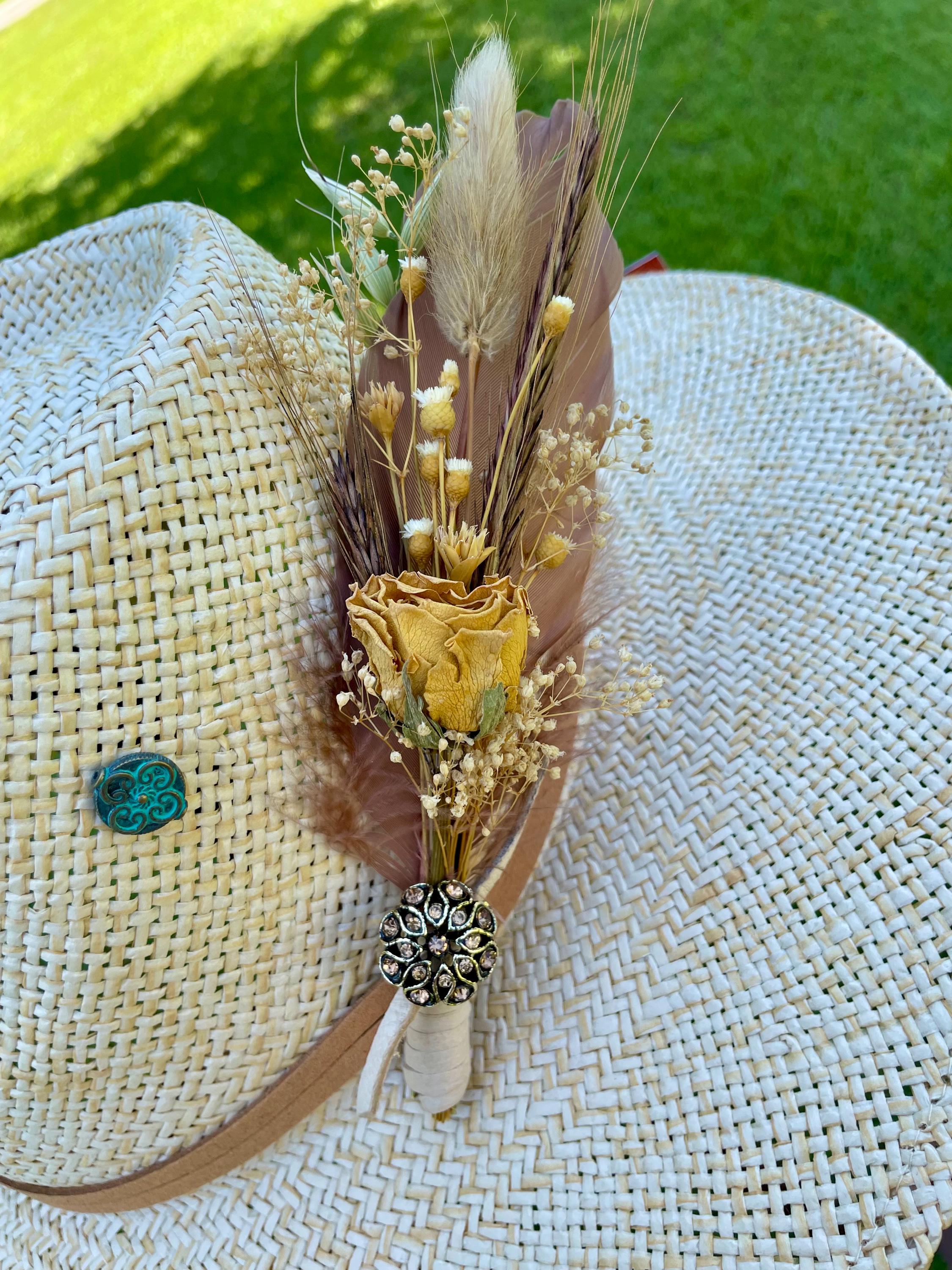 Yellow Floral Feather Sun Hat - Women Accessories Women Vintage Felt Fedora Hat Winter Lace Floral Round Dome  main image 4