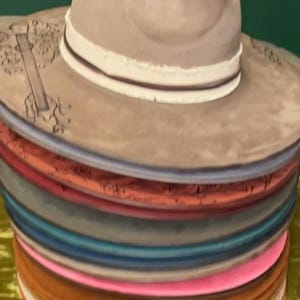Custom order burned vegan suede rancher hat