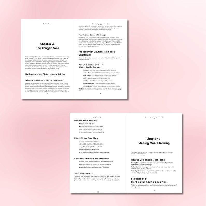 Pu&ograve; includere: Pagina doppia di un libro con testo e titoli. La pagina sinistra presenta "Capitolo 3: La Zona Pericolosa" e "Comprendere le Sensibilit&agrave; Alimentari". La pagina destra include "Procedere con cautela: Verdure ad alto rischio" e "Sovraccarico di calcio e ossalato".
