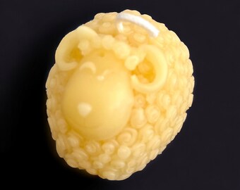 Beeswax Sheep Candle - 100% Natural Bees Wax Handcrafted in USA - Honey Aroma - Unscented Natural - Allergy Friendly - Long burning