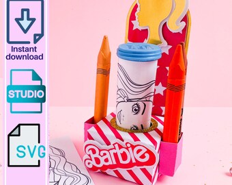 Bühne für M&M-Farbtube mit Buntstiften. SVG und Studio für CRICUT und CAMEO
