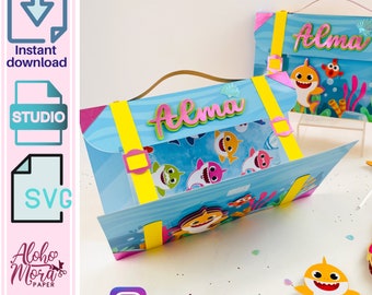 Coloring Suitcase Box. Svg and Studio Template for Cricut and Cameo/Maletín de colorear para niños/Party favor activity for kids