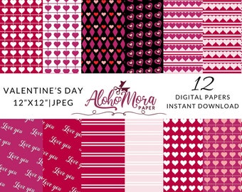 Valentines digital paper/Papel digital san Valentín/Love digital papers JPEG/Alohomora Digital Papers - Commercial use