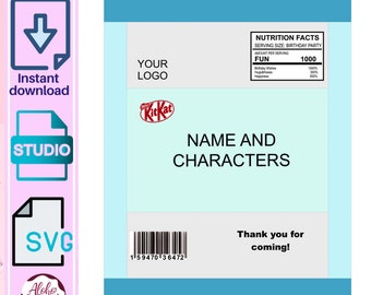 Repackaging kit kat chocolate for birthday for cricut and cameo/Reempaque de Kit Kat/Kit Kat template