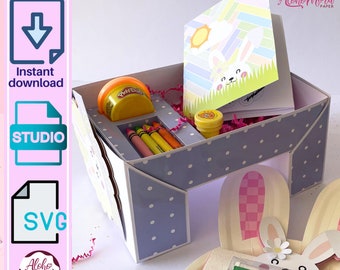 Activity Table Box . Svg and Studio template for cricut and Cameo/Caja mesa de actividades